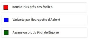 Légende carte tour plus près des étoiles GR10