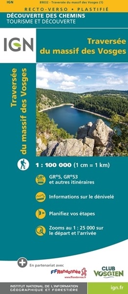 Carte IGN traversée des Vosges à pied