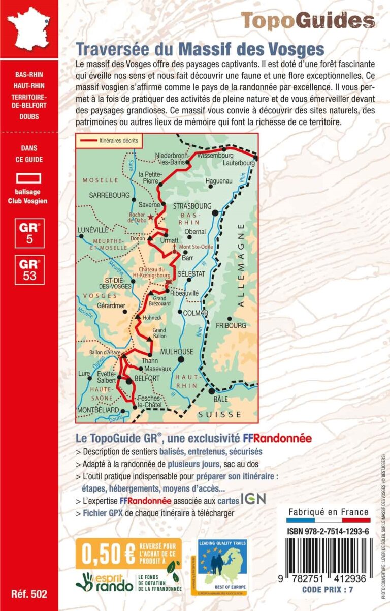Topoguide traversée Vosges verso