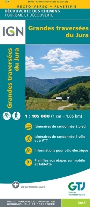 Carte IGN traversée du Jura