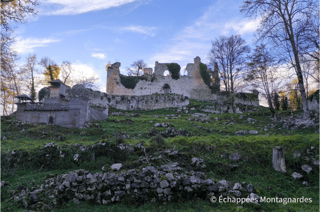 Montée au très joli château Saint-Barthélemy de Durban-sur-Arize. Nous faisons le tour de l'imposante ruine qui domine le village