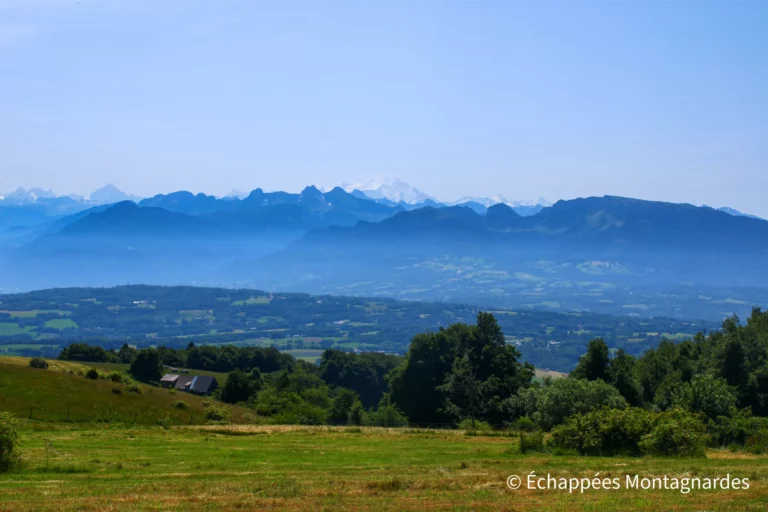 Traversée du Jura étape 21 - De l'autre côté, de nombreux sommets alpins, dont le Mont Blanc, sont visibles depuis le Salève