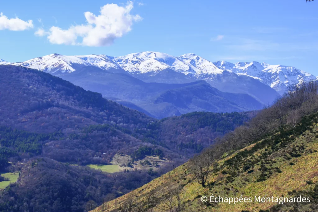 Randonnée Arnave col d'Ijou - Vue inoubliable sur tous les sommets majeurs du massif des Trois Seigneurs : roc de Querquéou, Pla de Madame, pics de Bassibié et de Pioulou...