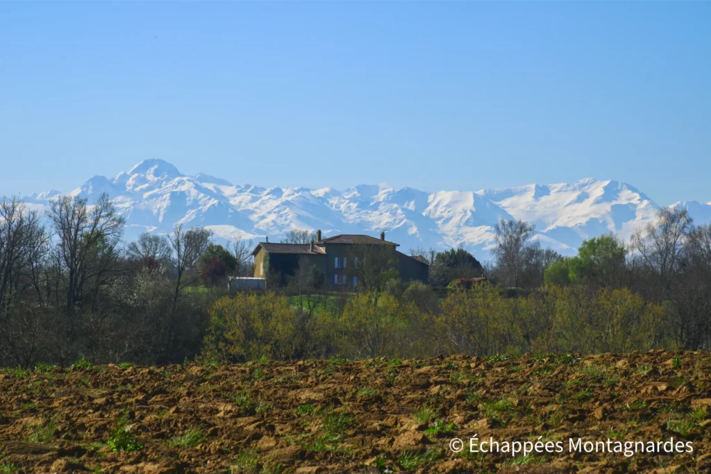 De Rieux-Volvestre au village gaulois - Vue sur le Mont Valier et le pic de Barlonguère