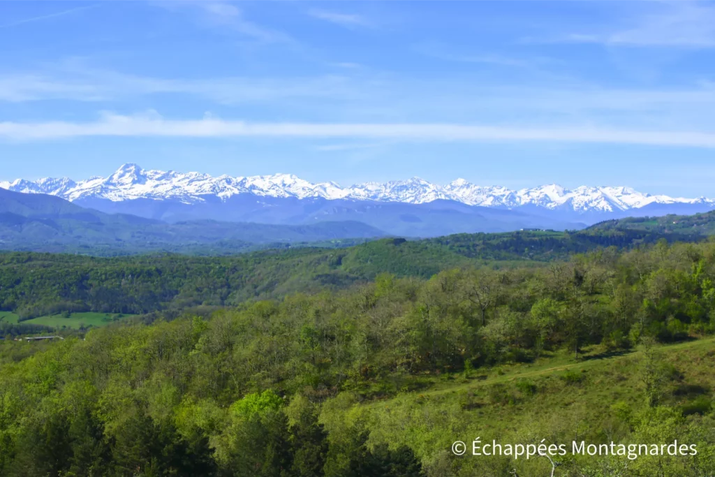 Randonnée des trois dolmens du Mas-d'Azil, sur les hauteurs du Plantaurel, avec vue immense sur les Pyrénées.