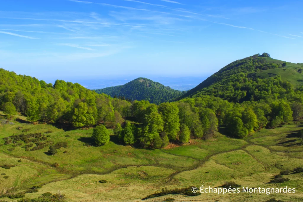 En rejoignant les crêtes, on profite d'une superbe vue sur le vallon, et au loin sur la plaine.