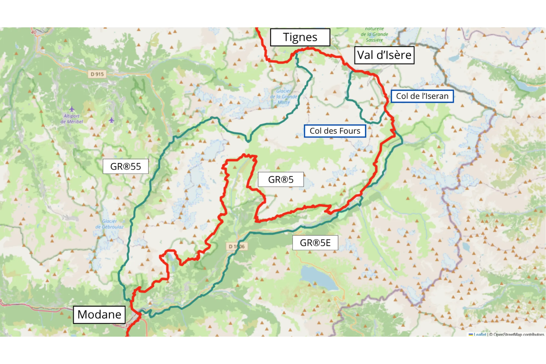 Infographie : le GR®5 et ses variantes en Vanoise